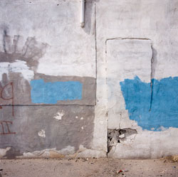 Whie, Blue Wall